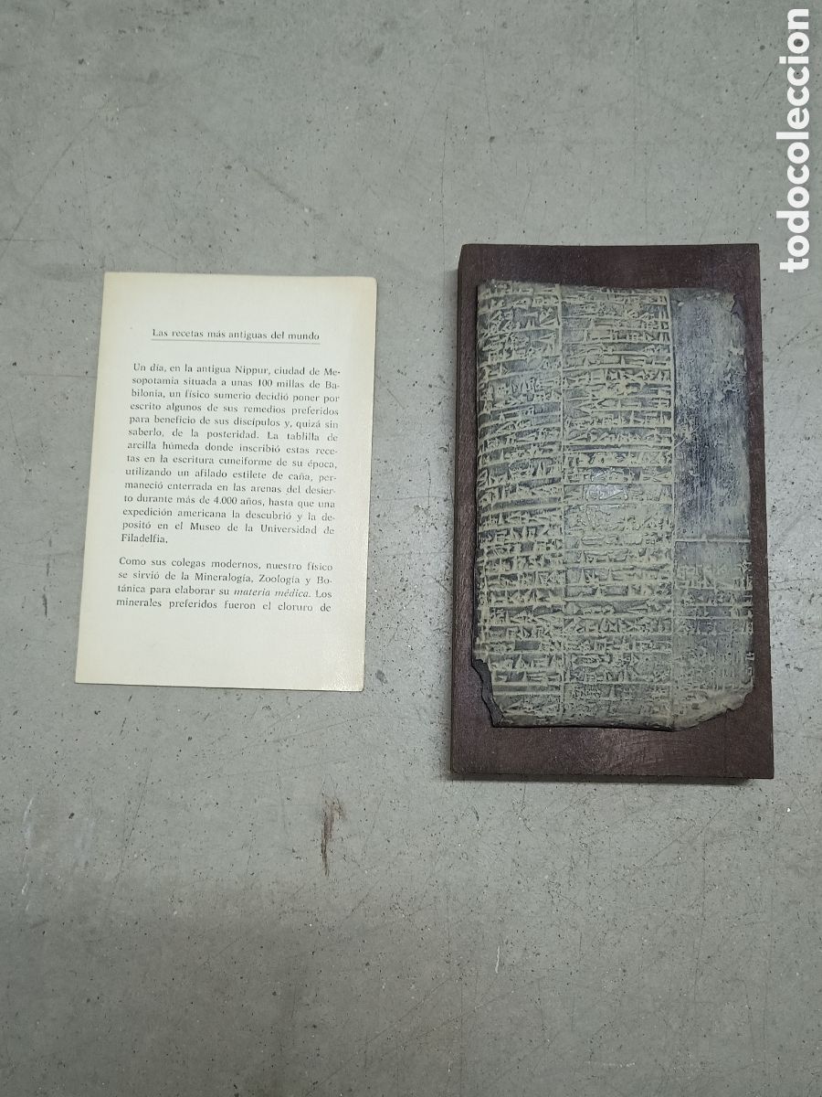Antiguidades: Tablilla Sumeria escritura cuneiforme - recetas m&aacute;s antigua - R&Eacute;PLICA