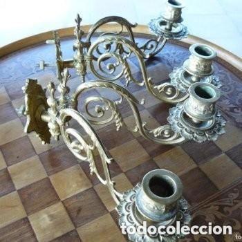 Antiquit&eacute;s: CANDELABROS - APLIQUES PARA VELAS EN BRONCE - 4 VELAS