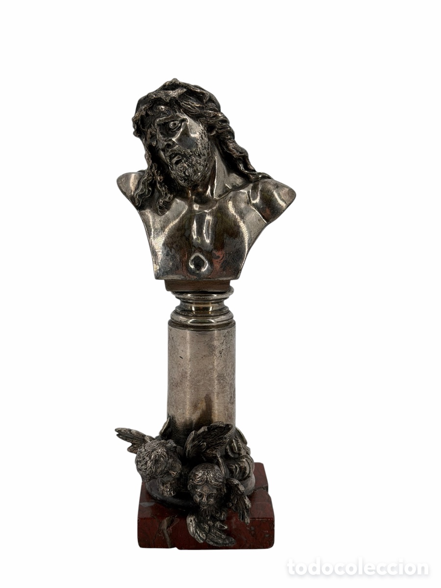 Antiques: Antigua Figura de Cristo de Bronce Plateado