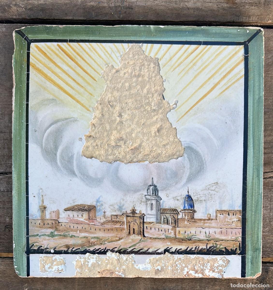 Antig&uuml;edades: AZULEJO DE NTRA. SRA. DE SALES PATRONA DE SUECA, VALENCIA CON IMAGEN Y NOMBRE BORRADOS DURANTE GUERR