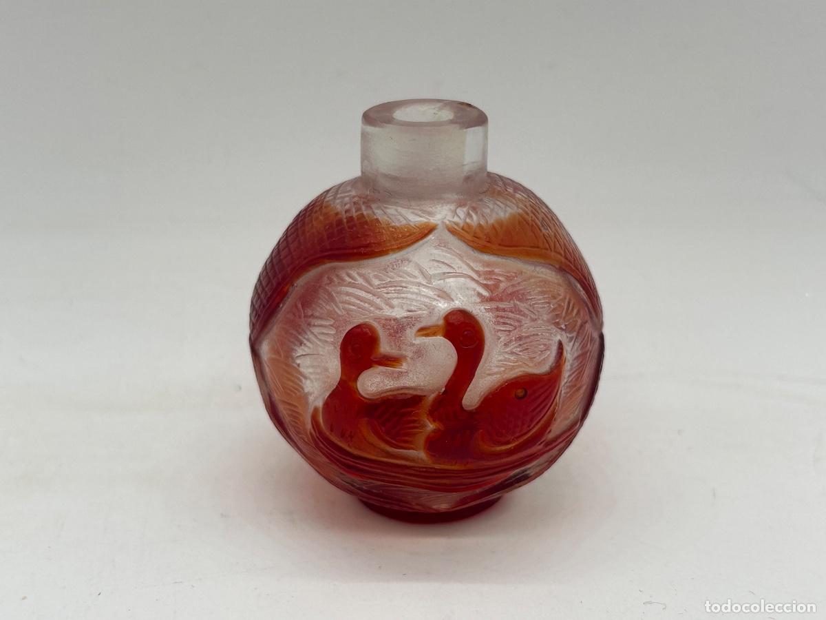 Oggetti Antichi: PERFUMERO SNUFF BOTTLE BOTELLA DE RAP&Eacute; CHINA DE CRISTAL DE PEK&Iacute;N ROJO &Aacute;MBAR, CA. 1890-1920
