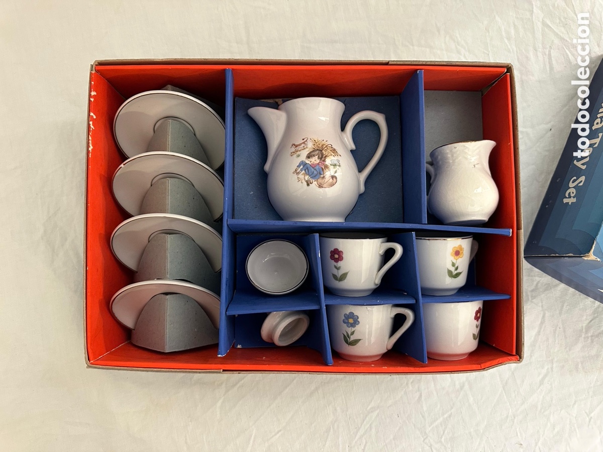 Antig&uuml;edades: Antiguo Juego de T&eacute; Infantil Porcelana Alemana A&ntilde;os 60 70 Porzellan Kinderservice con Caja