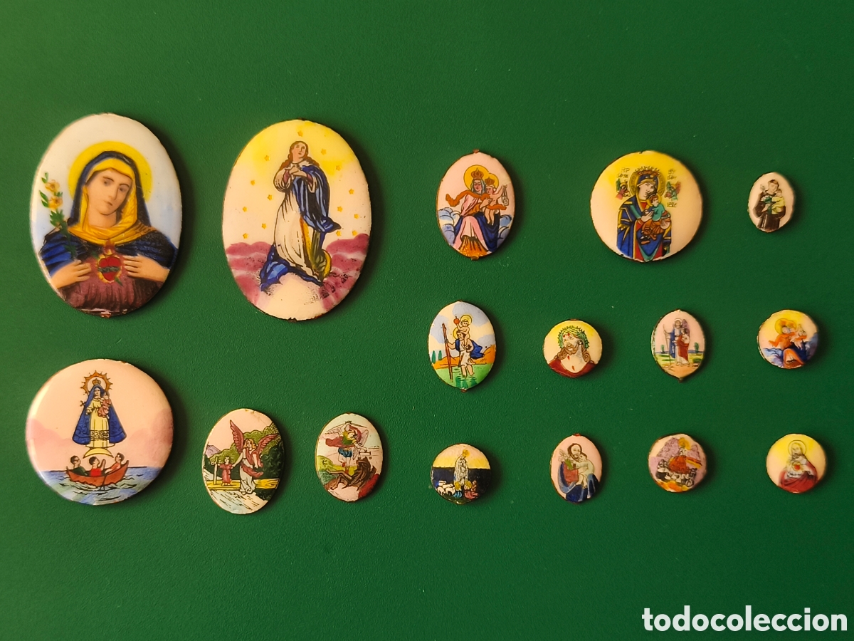 Antiguidades: Lote medallas porcelana v&iacute;rgenes y santos