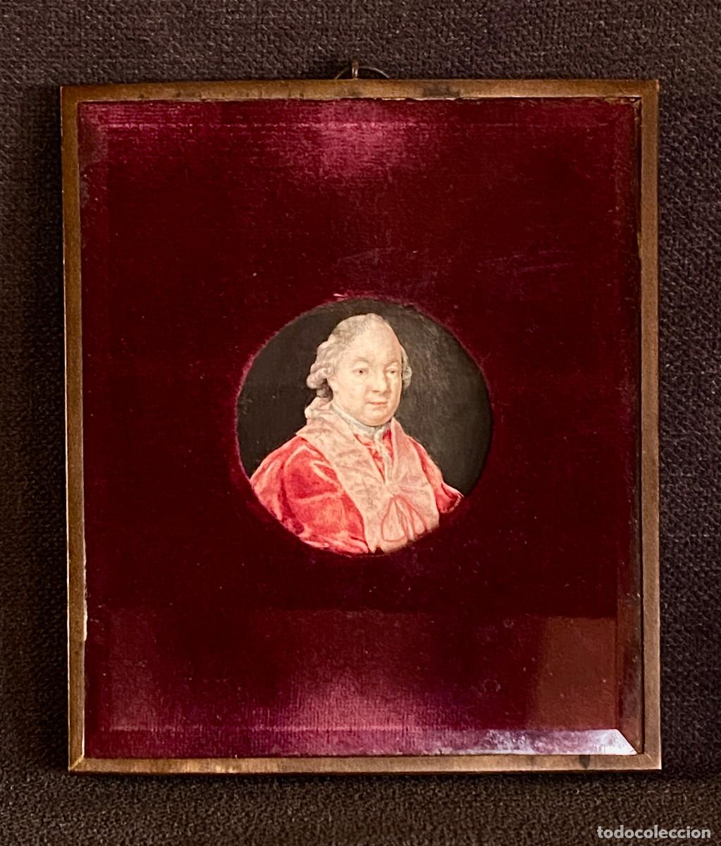 Oggetti Antichi: Una miniatura de retrato que representa al Papa P&iacute;o VI . Pintado a mano. Finales siglo c.1800
