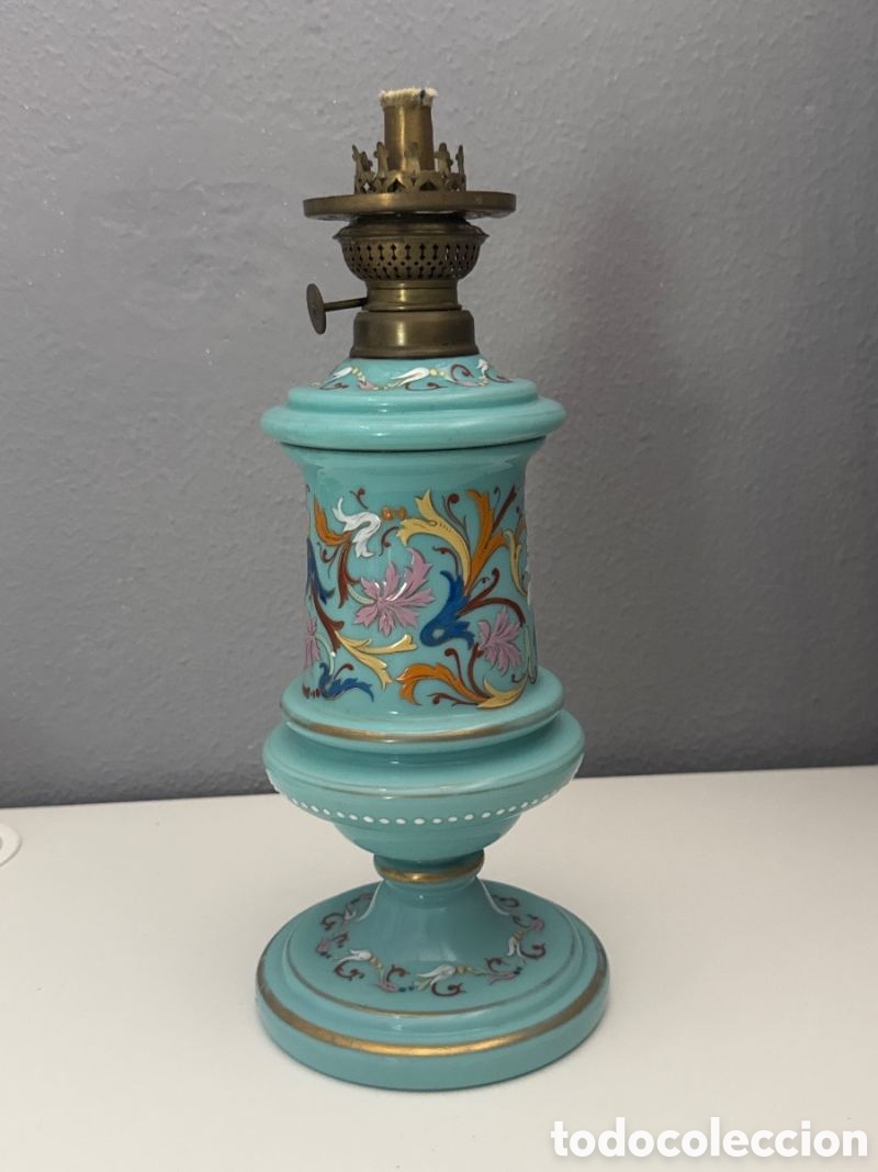 Antig&uuml;edades: Gran Quinqu&eacute; de Opalino Azul Antiguo