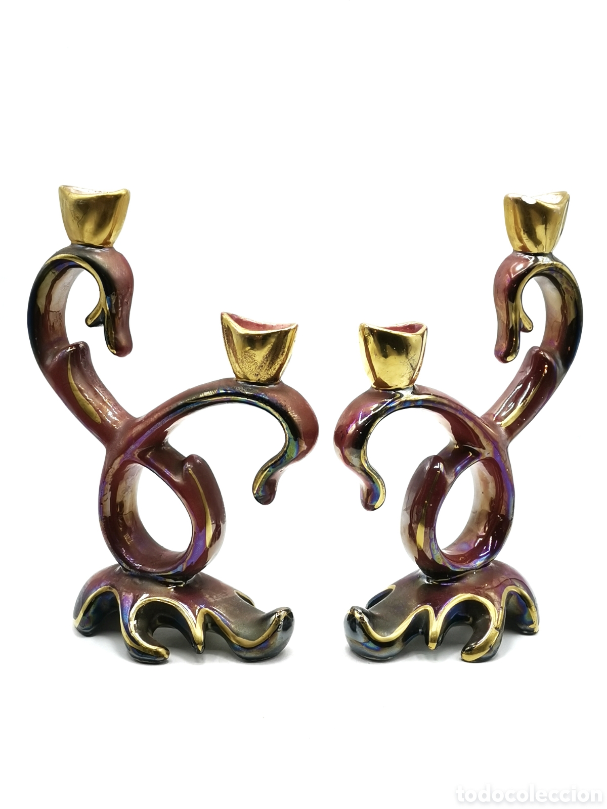Antiquit&eacute;s: CANDELABROS VINTAGE DE PORCELANA ORIGINAL DISE&Ntilde;O