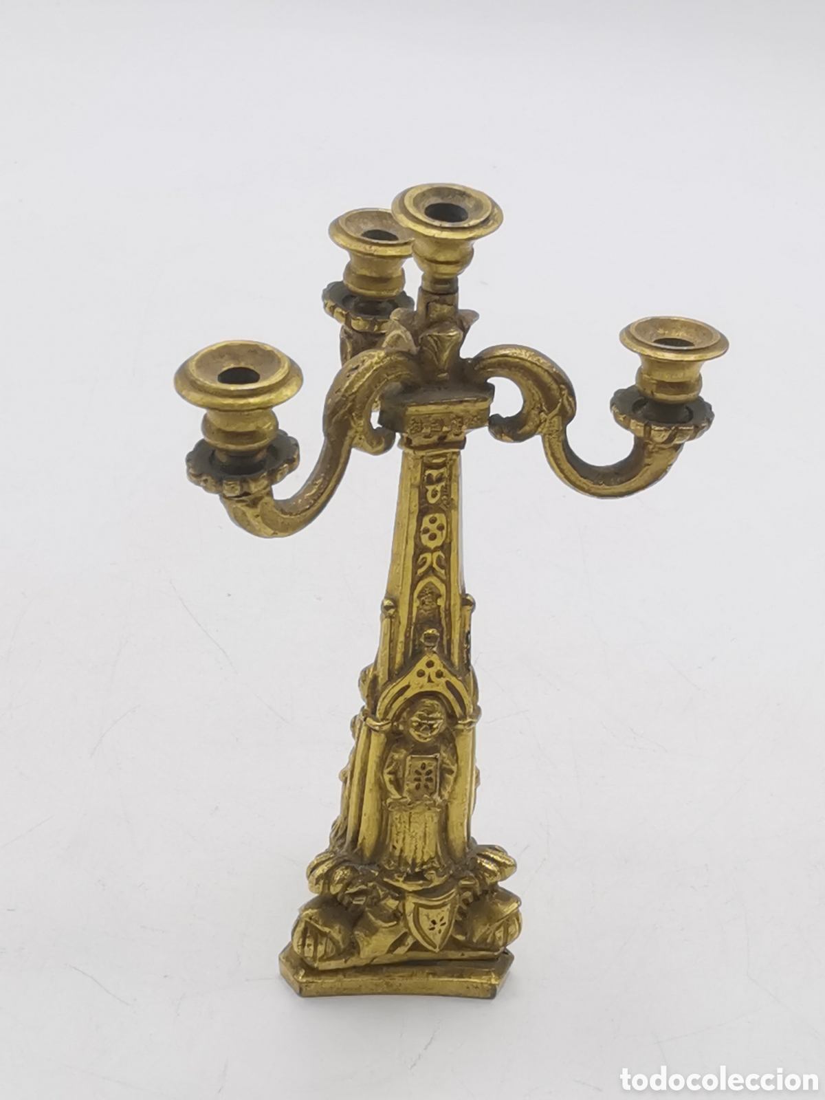 Antiquit&eacute;s: CURIOSO CANDELABRO MINIATURA ANTIGUO BRONCE