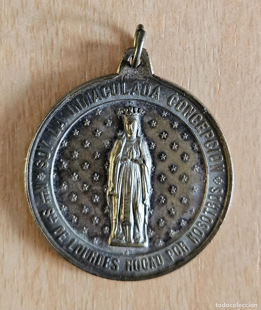 Antig&uuml;edades: Medalla Religiosa - Aparici&oacute;n De Na. Sra. De Lourdes 1858 - Soy La Inmaculada Concepci&oacute;n - 35mm.