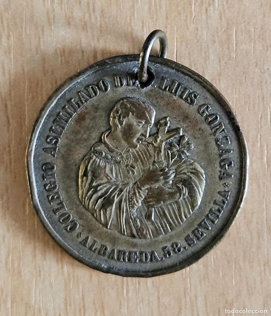 Antiques: Medalla Religiosa - Colegio Asimilado De Luis Gonzaga -Albareda 58 Sevilla -Visitar su Reverso-30mm.