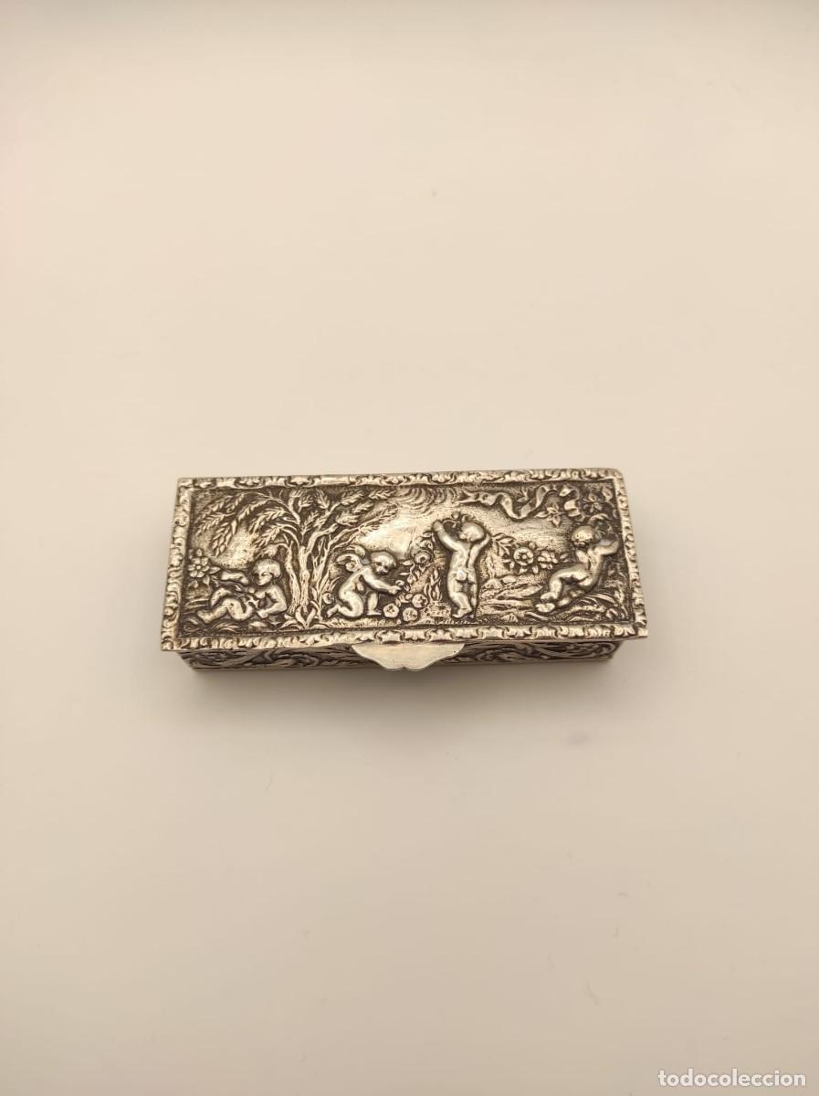 Antig&uuml;edades: PASTILLERO O JOYERO DE PLATA DE LEY ANTIGUO
