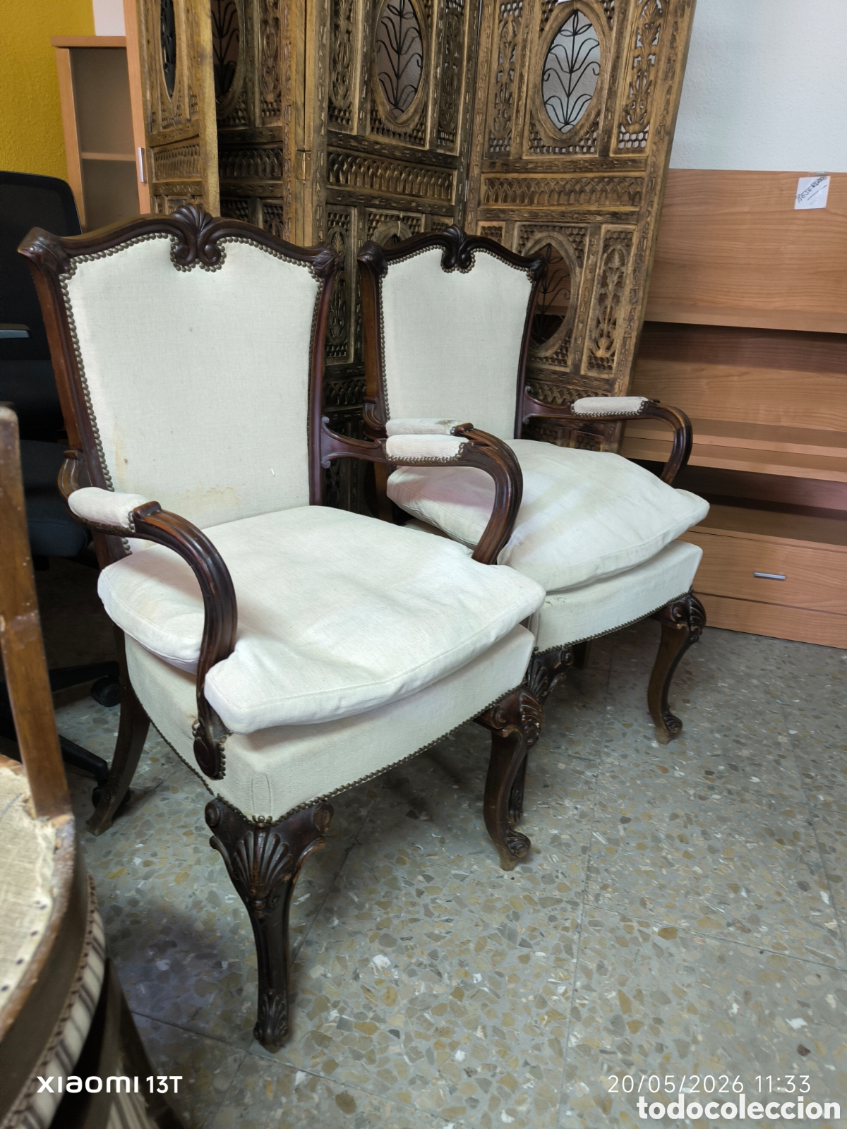 Antig&uuml;edades: Pareja de sillones Isabelinos