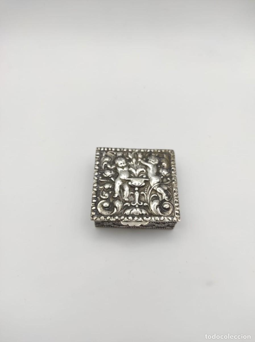 Antig&uuml;edades: PASTILLERO O JOYERO DE PLATA DE LEY ANTIGUO