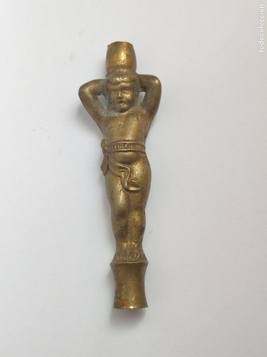 Antiguidades: Antiguo adorno aplique lampara candelabro bronce querubin