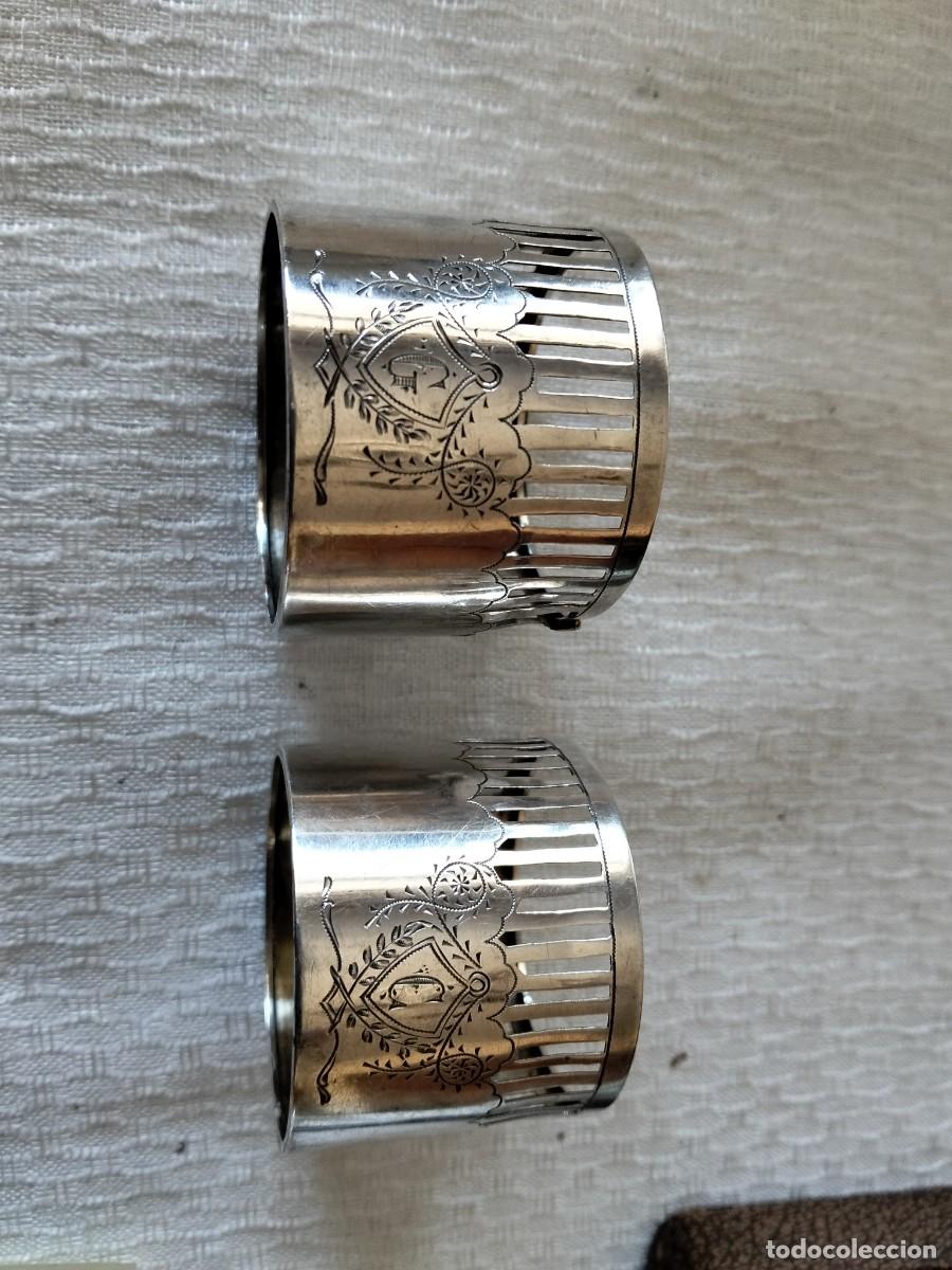Antig&uuml;edades: 2 SERVILLETEROS PLATA 1920 EN SU CAJA ORIGINAL