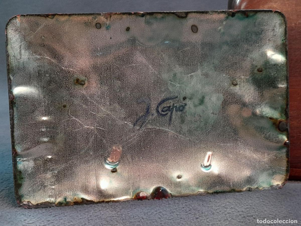 Antig&uuml;edades: CAJA ALHAJERO RECTANGULAR EN MADERA NOBLE CON PLACA ENCASTRADA DE ESMALTE DE J. CAP&Oacute;. - Foto 4