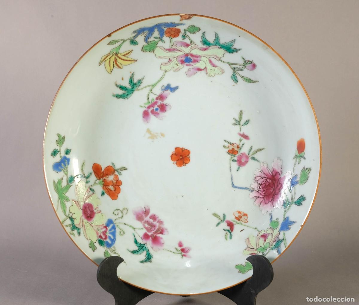 Antig&uuml;edades: PLATO EN PORCELANA COMPA&Ntilde;&Iacute;A DE &Iacute;NDIAS PINTADO A MANO SIGLO XVIII