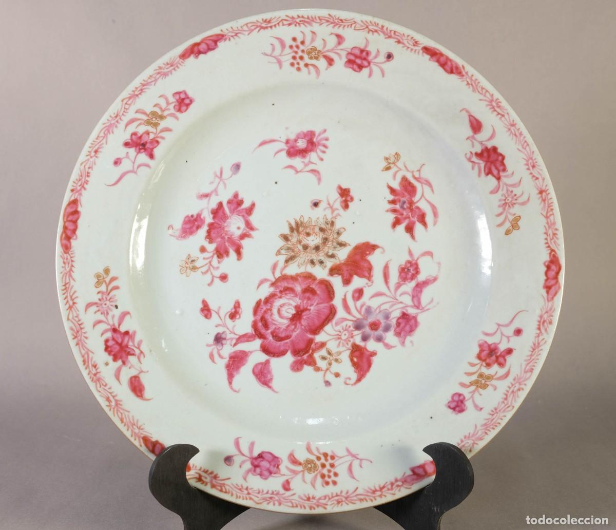 Antig&uuml;edades: PLATO EN PORCELANA COMPA&Ntilde;&Iacute;A DE &Iacute;NDIAS PINTADO A MANO SIGLO XVIII