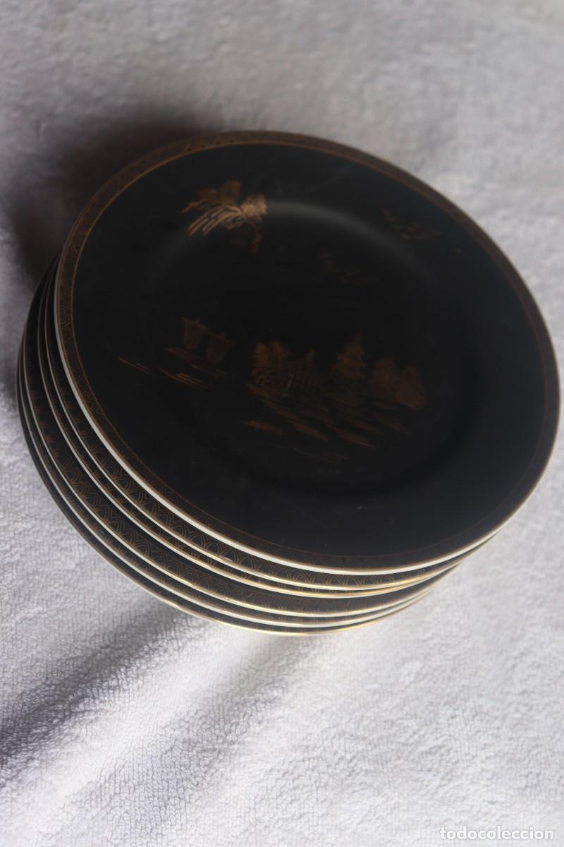 Antig&uuml;edades: Juego caf&eacute; japon&eacute;s vintage geisha porcelana negra y dorada