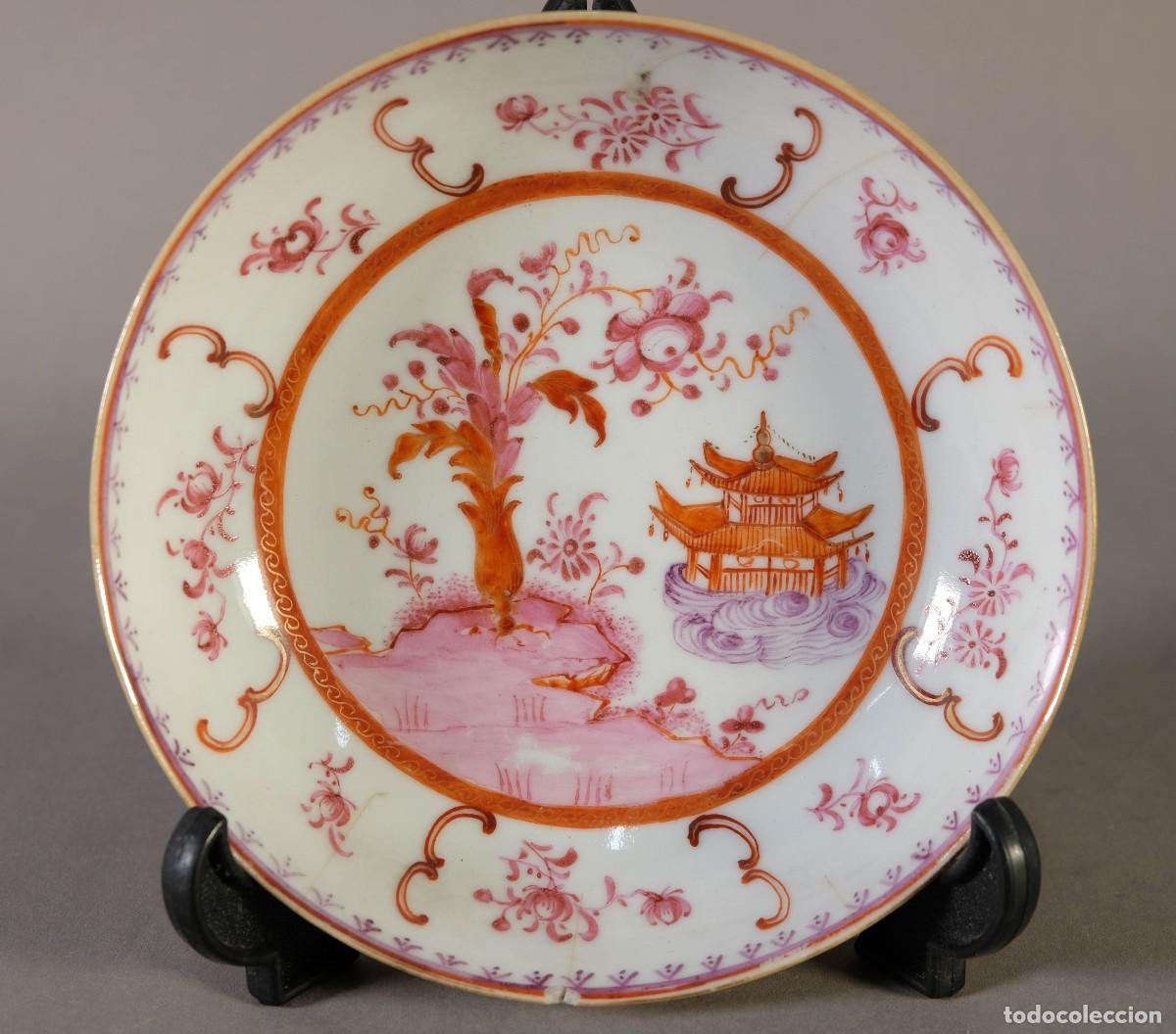 Antig&uuml;edades: PEQUE&Ntilde;O PLATO TIPO SALSERA EN PORCELANA COMPA&Ntilde;&Iacute;A DE &Iacute;NDIAS PINTADO A MANO SIGLO XVIII