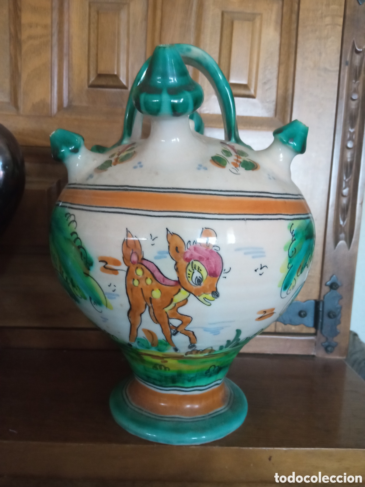 Antig&uuml;edades: Bonito botijo de cer&aacute;mica de Talavera - Puente de 26 cm de altura