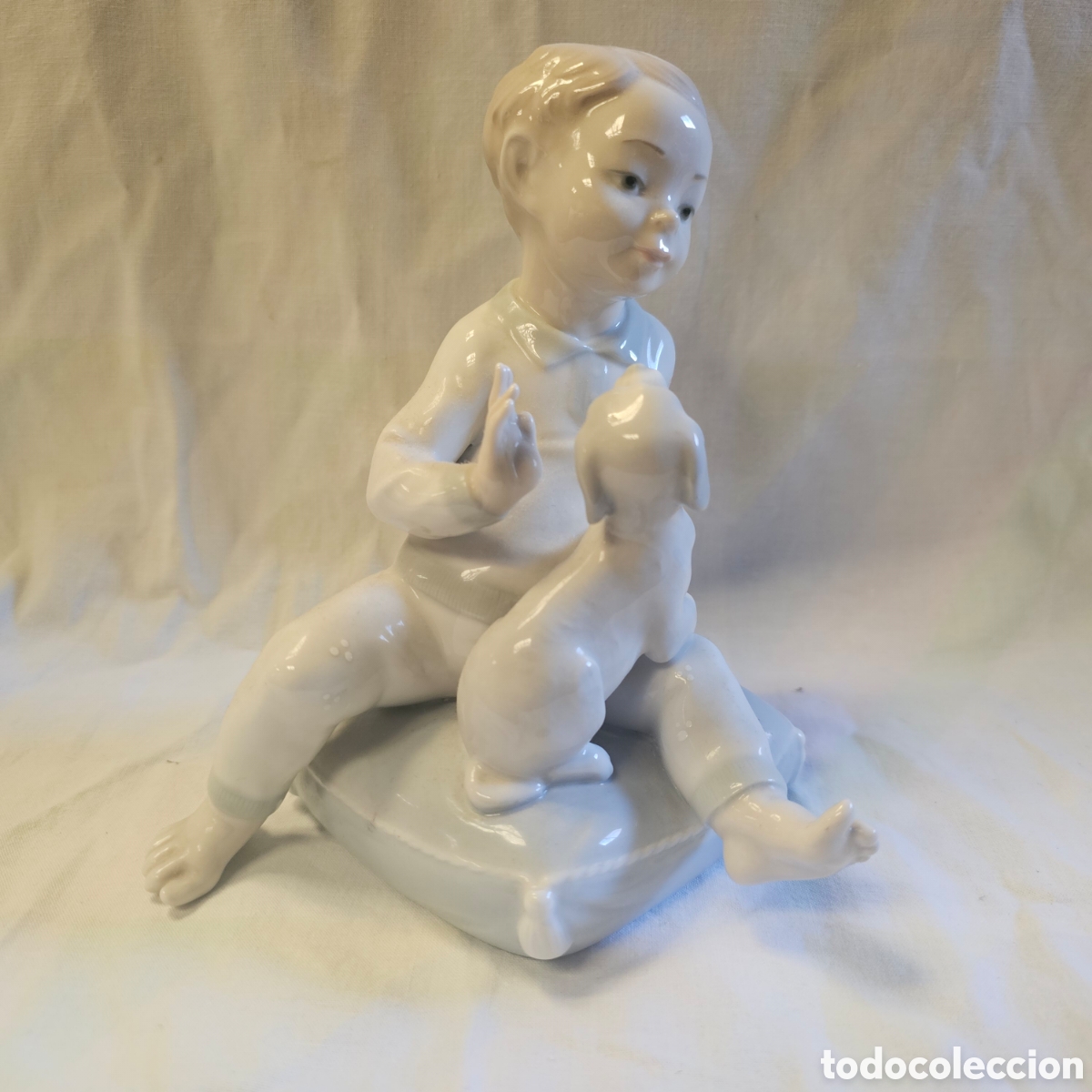 Antig&uuml;edades: Figura porcelana nao de lladro &rdquo; hablando con mi perrito &rdquo;