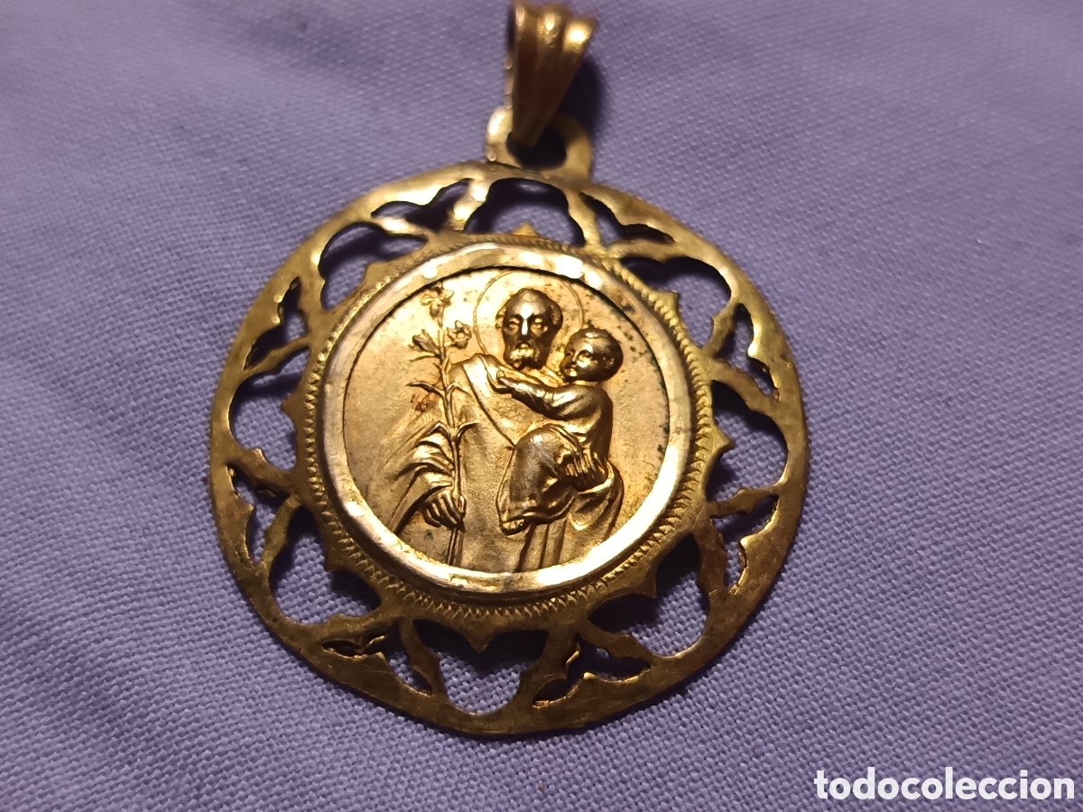 Antiques: BONITA MEDALLA ANTIGUA CHAPADA EN ORO, 34 CM
