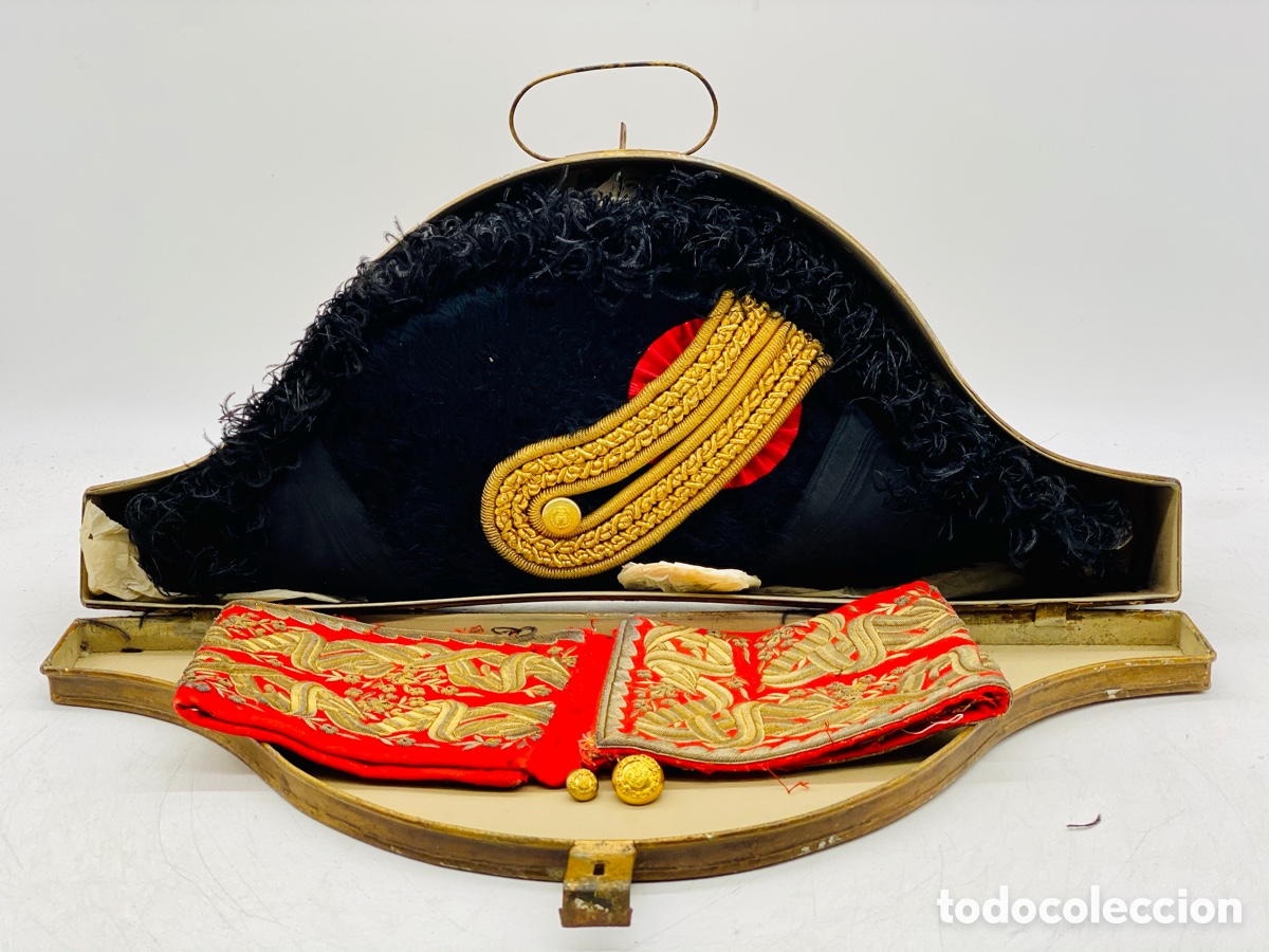 Oggetti Antichi: Importante Sombrero con Galones de Uniforme de Gala Guardia Real de Alfonso XIII