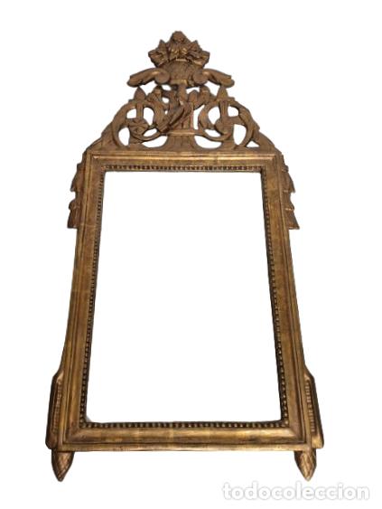 Antiquit&eacute;s: Antiguo Espejo Luis XVI, Francia - Estilo Neocl&aacute;sico - Talla de Madera Dorada - S.XVIII