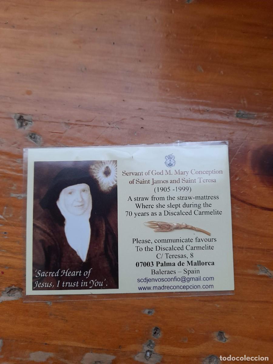 Antiguidades: Reliquia Paja del Jergon de la carmelita Maria de la Concepcion de San Jaime y Santa Teresa