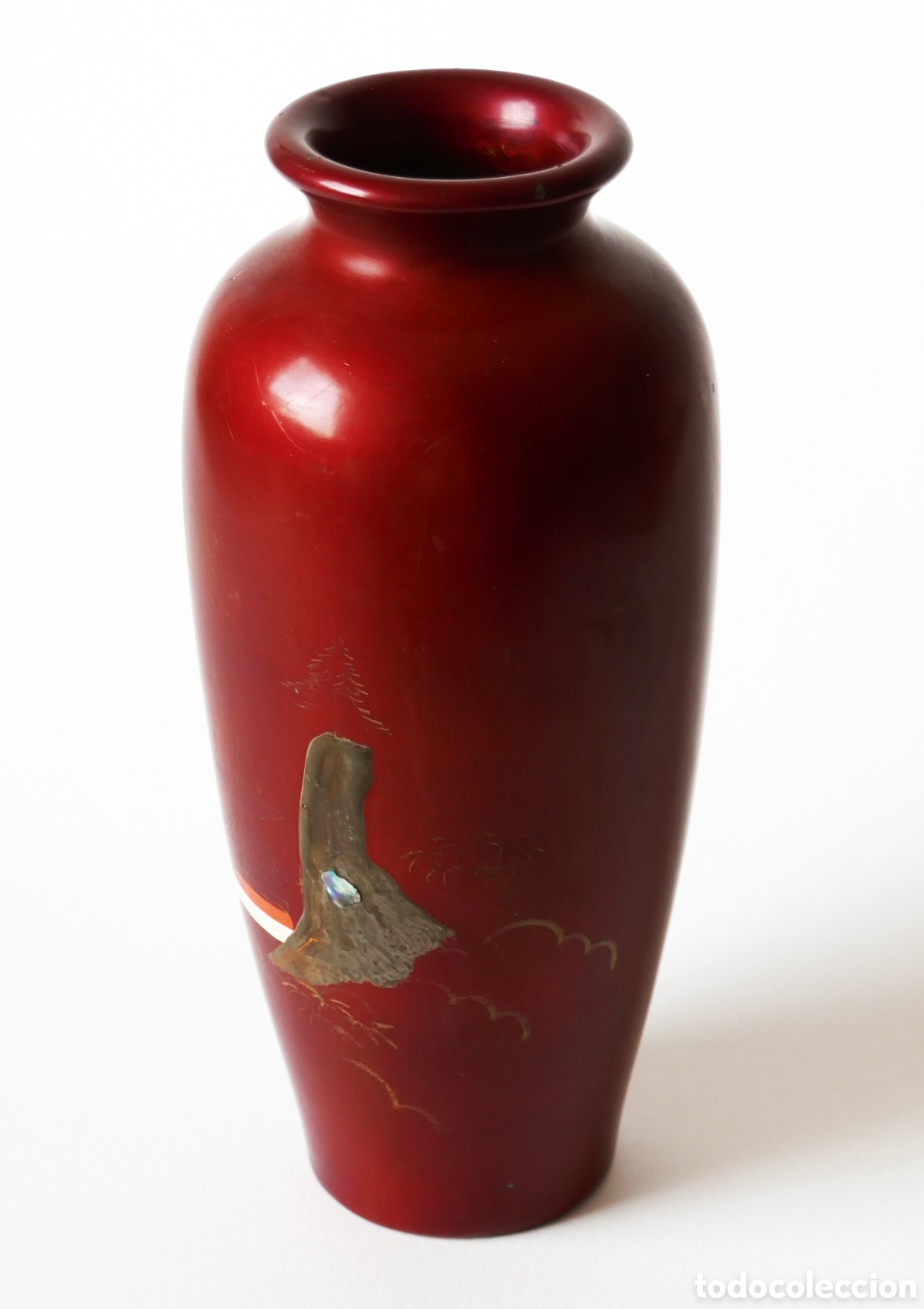 Antiques: JARR&Oacute;N JAPON&Eacute;S CER&Aacute;MICA LACADA GRANATE Y N&Aacute;CAR MEDIADOS SIGLO XX JAP&Oacute;N VINTAGE