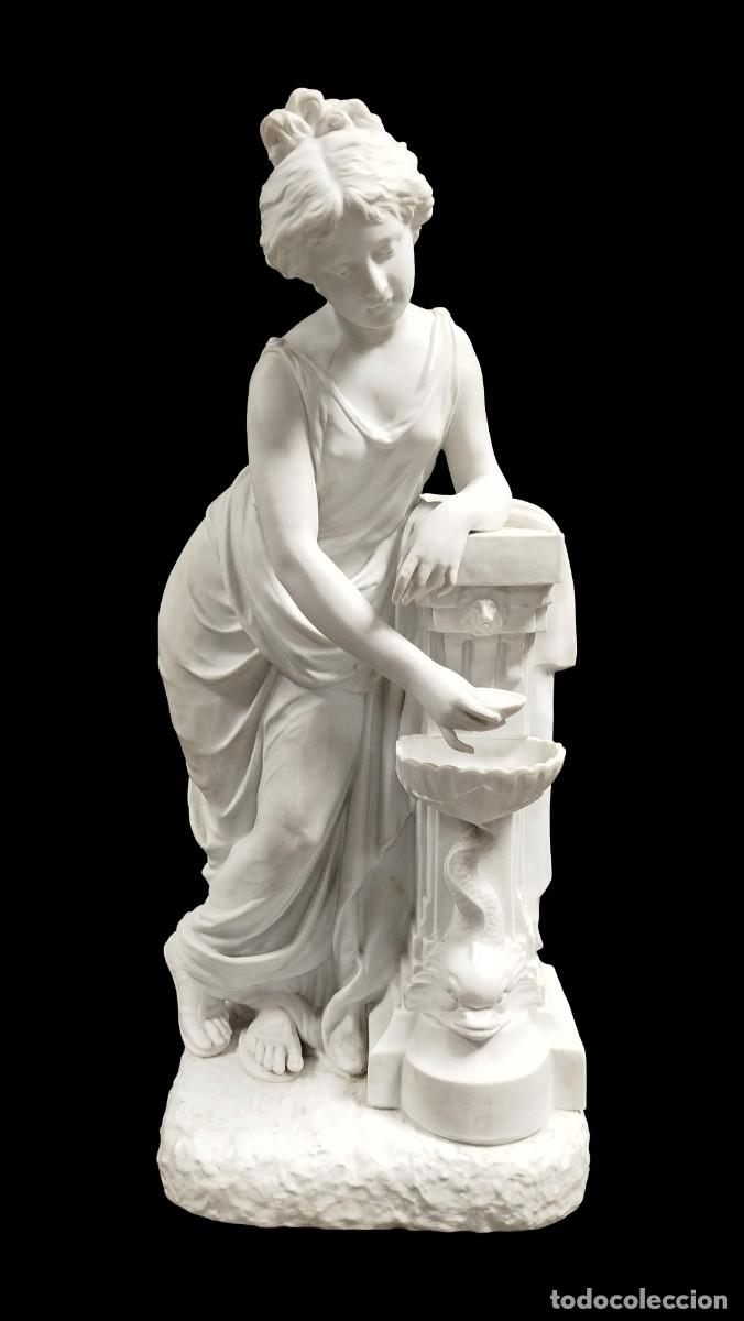Antiques: FIGURA BISCUIT DAMA GRIEGA EN LA FUENTE DE NICOLAS LECORNEY