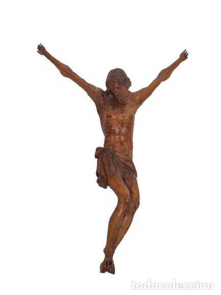 Antig&uuml;edades: Antiguo Crucifijo, Cristo a la Cruz - Talla de Madera de Boj - Altura 44 cm - S.XVII-XVIII