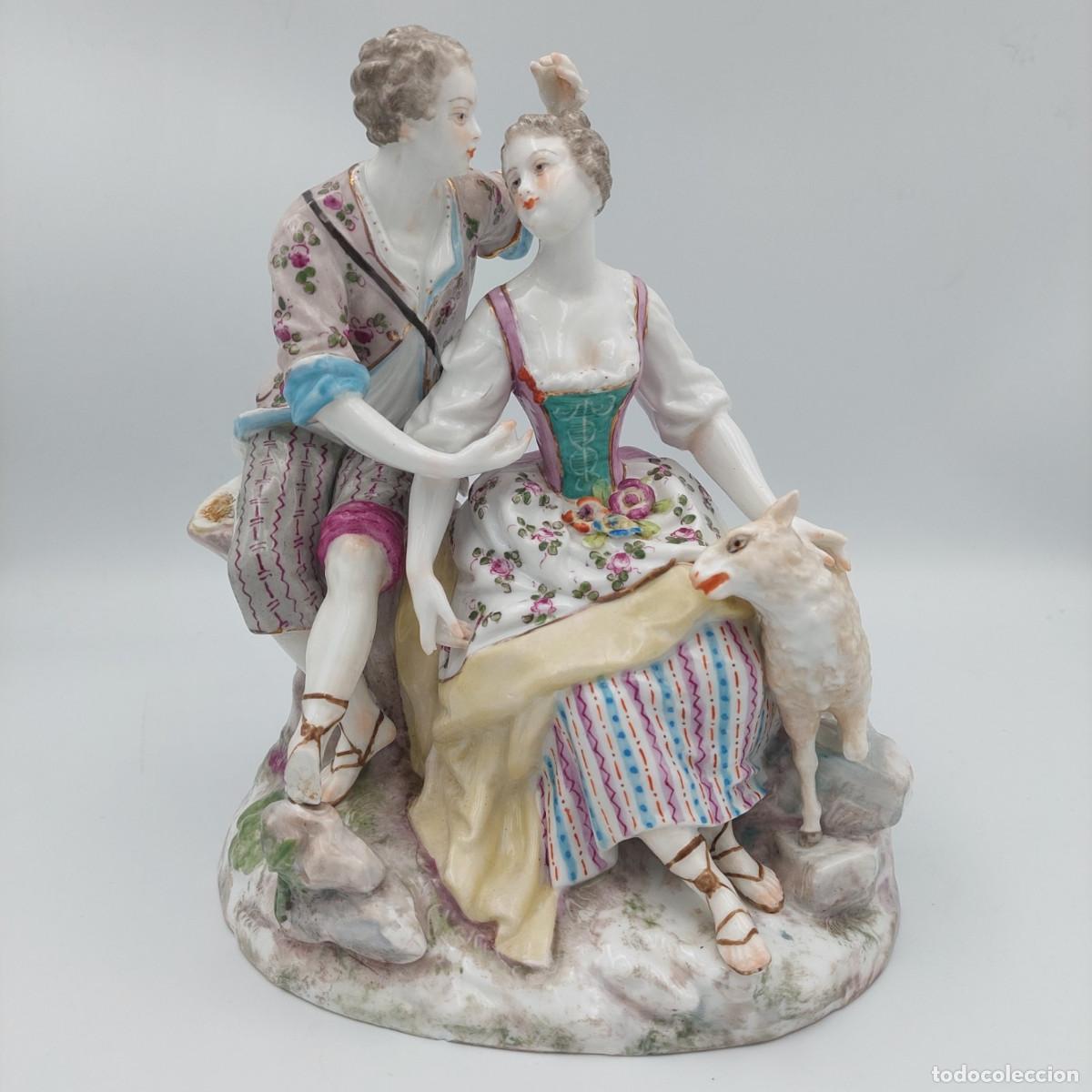 Antig&uuml;edades: Figura de porcelan estilo Meissen Samson