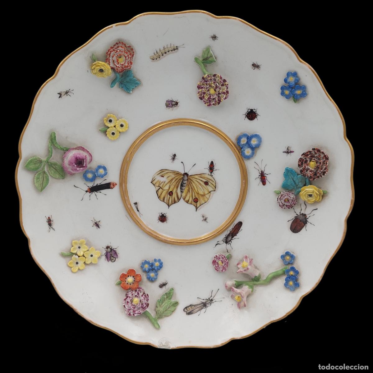 Antiguidades: Plato de porcelana Meissen siglo XVIII