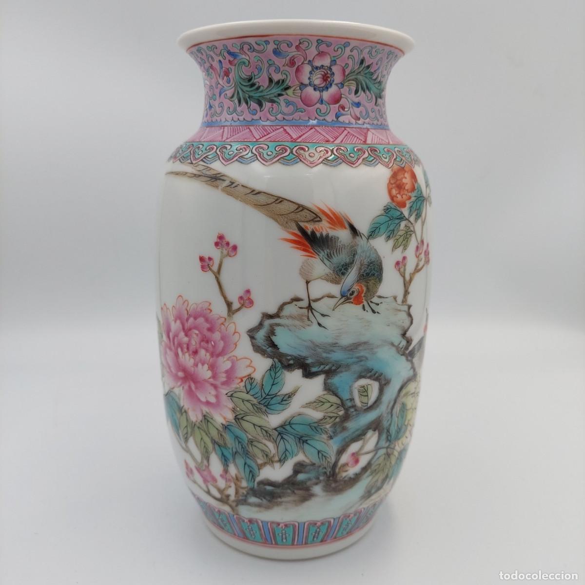 Antig&uuml;edades: Jarron de porcelana china familia rosa marca Qianlong