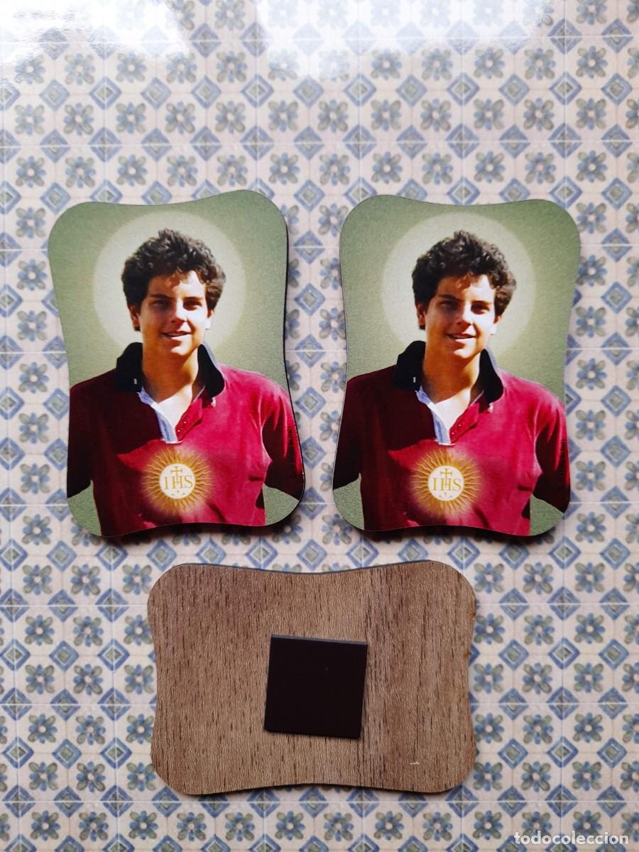 Antiques: Lote 3 imanes Carlo Acutis nuevo en madera