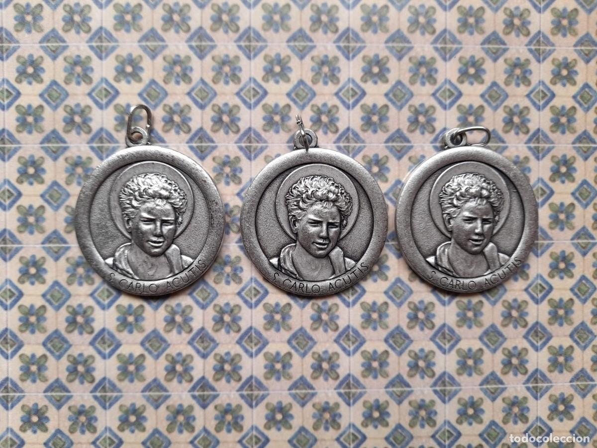 Oggetti Antichi: Lote 3 Medallas Carlo Acutis