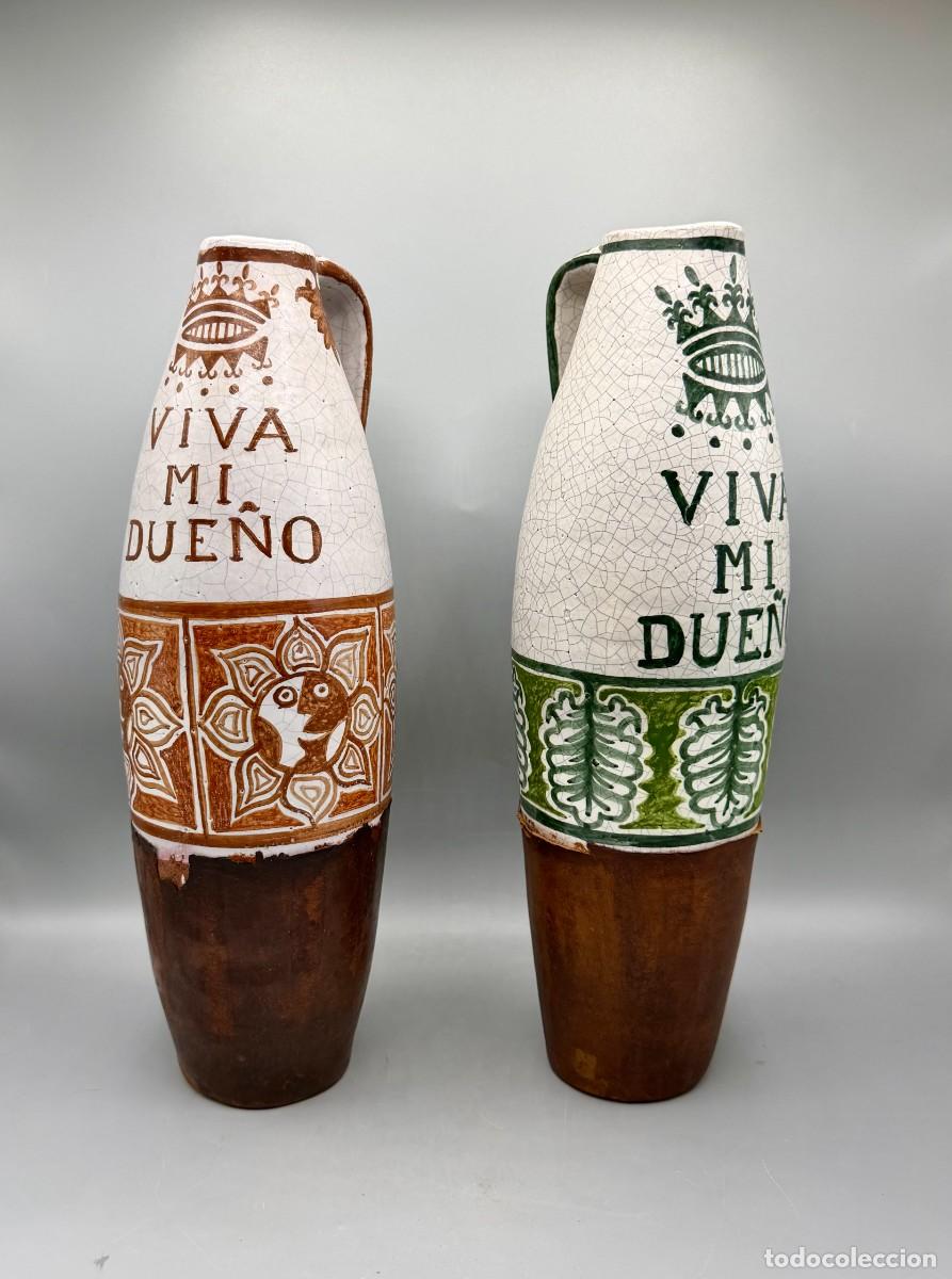 Antig&uuml;edades: GRAN PAREJA DE JARRAS ARCADIO BLASCO CARMEN PERUJO CERAMICA ANTIGUA CUERO PIEL ESPA&Ntilde;A RARA COLECCION