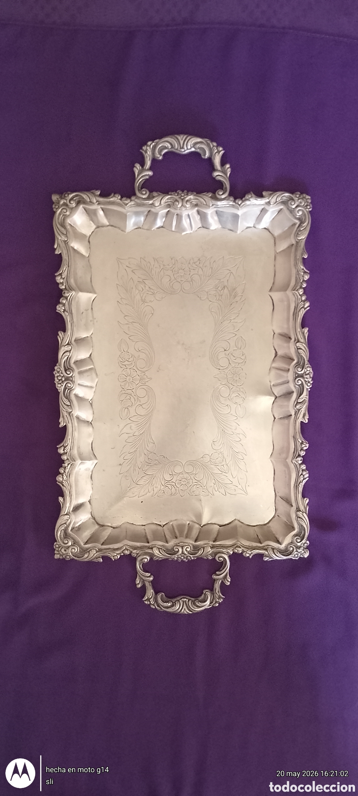 Antig&uuml;edades: Excelente Bandeja antigua de plata - Foto 2