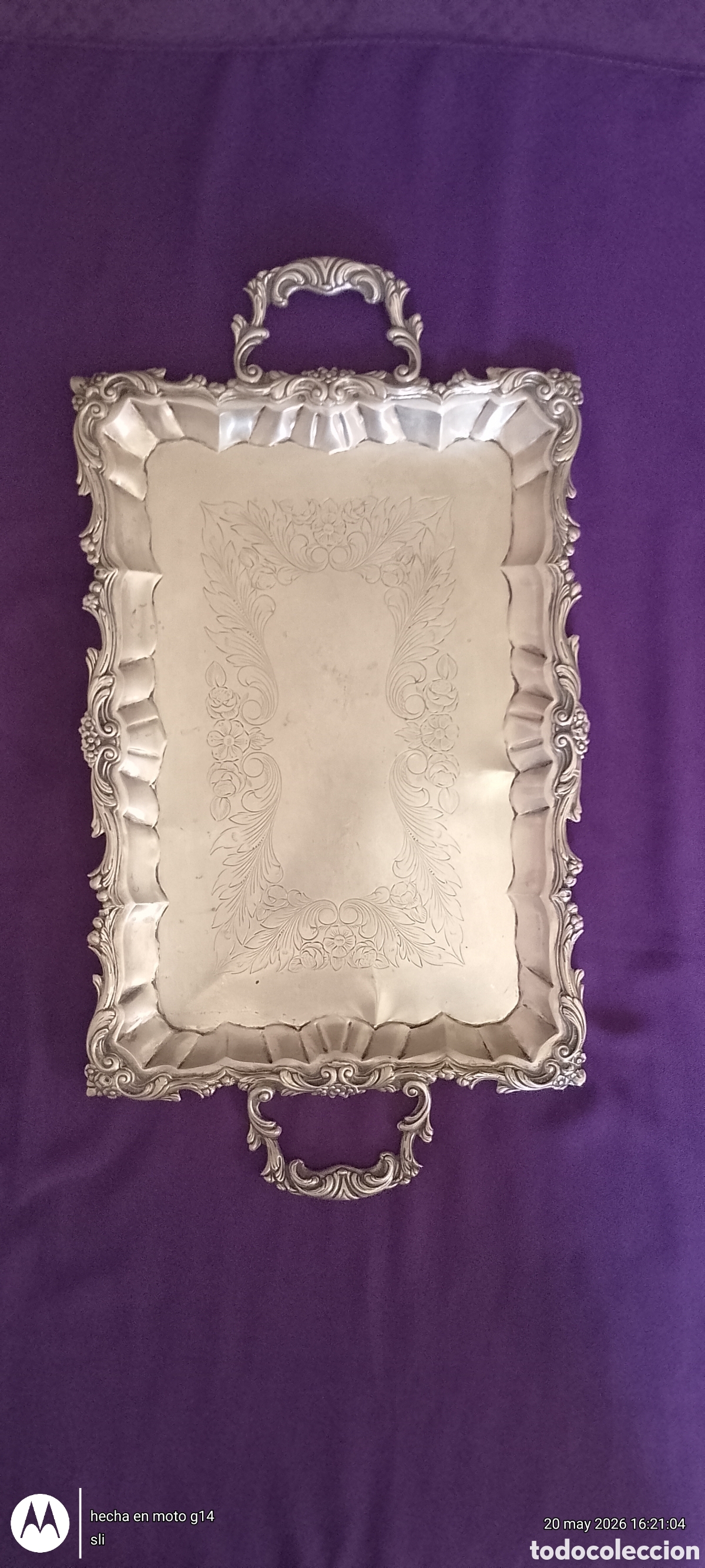 Antig&uuml;edades: Excelente Bandeja antigua de plata - Foto 1