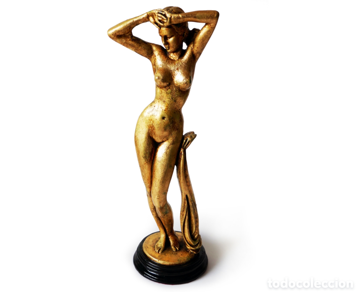 Antig&uuml;edades: Figura escultura Art Deco desnudo femenino dama Libertad a&ntilde;os 20 30