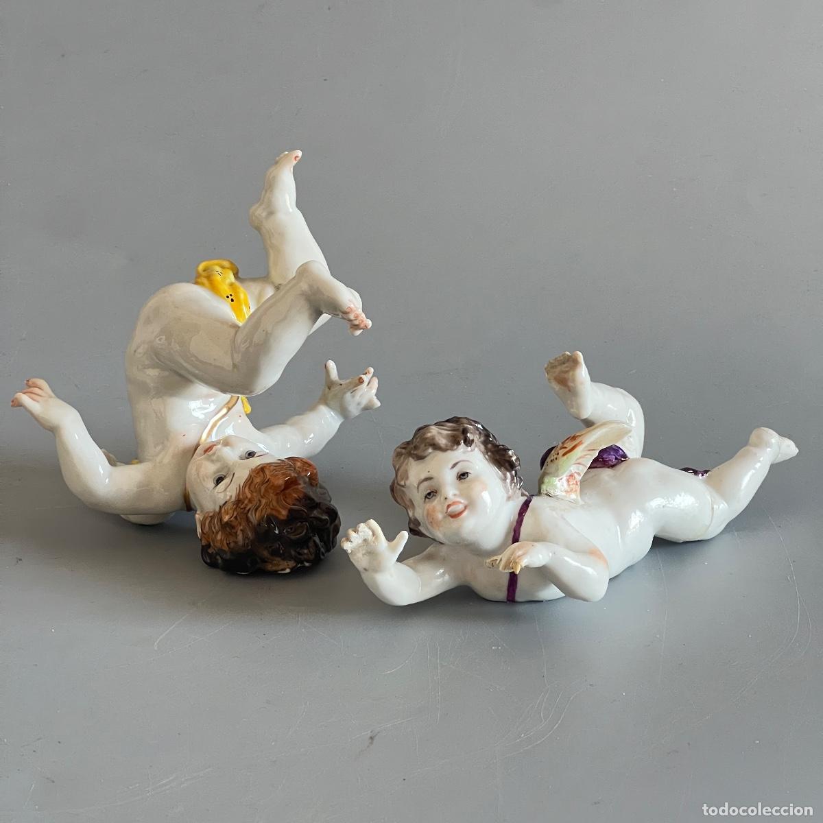 Antig&uuml;edades: Antiguos Querubines. Con sello de marca. SXIX-PPSXX. Porcelana