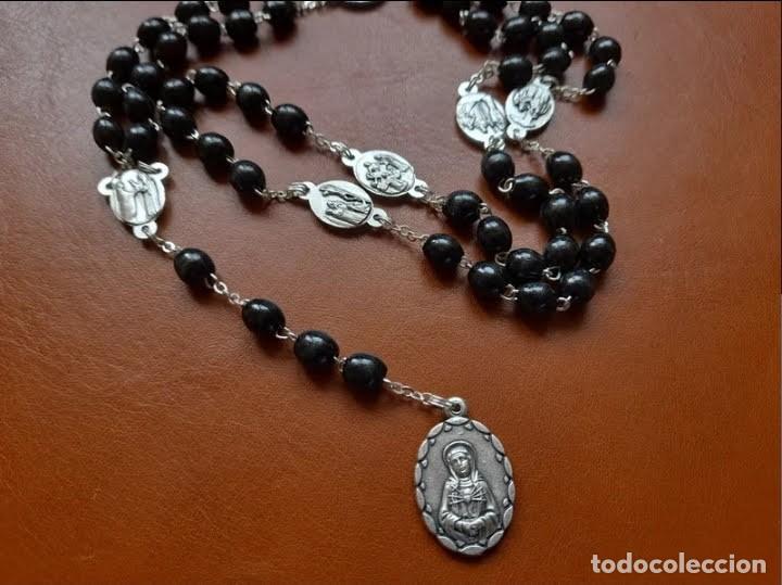Antig&uuml;edades: Rosario 7 dolores de la Virgen en madera y metal