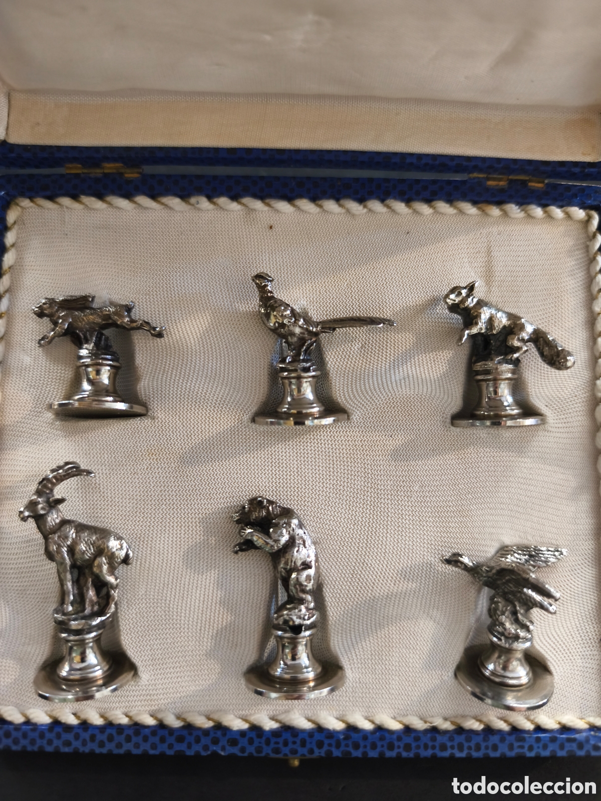 Antig&uuml;edades: Conjunto de tarjeteros vintage, ba&ntilde;o plata