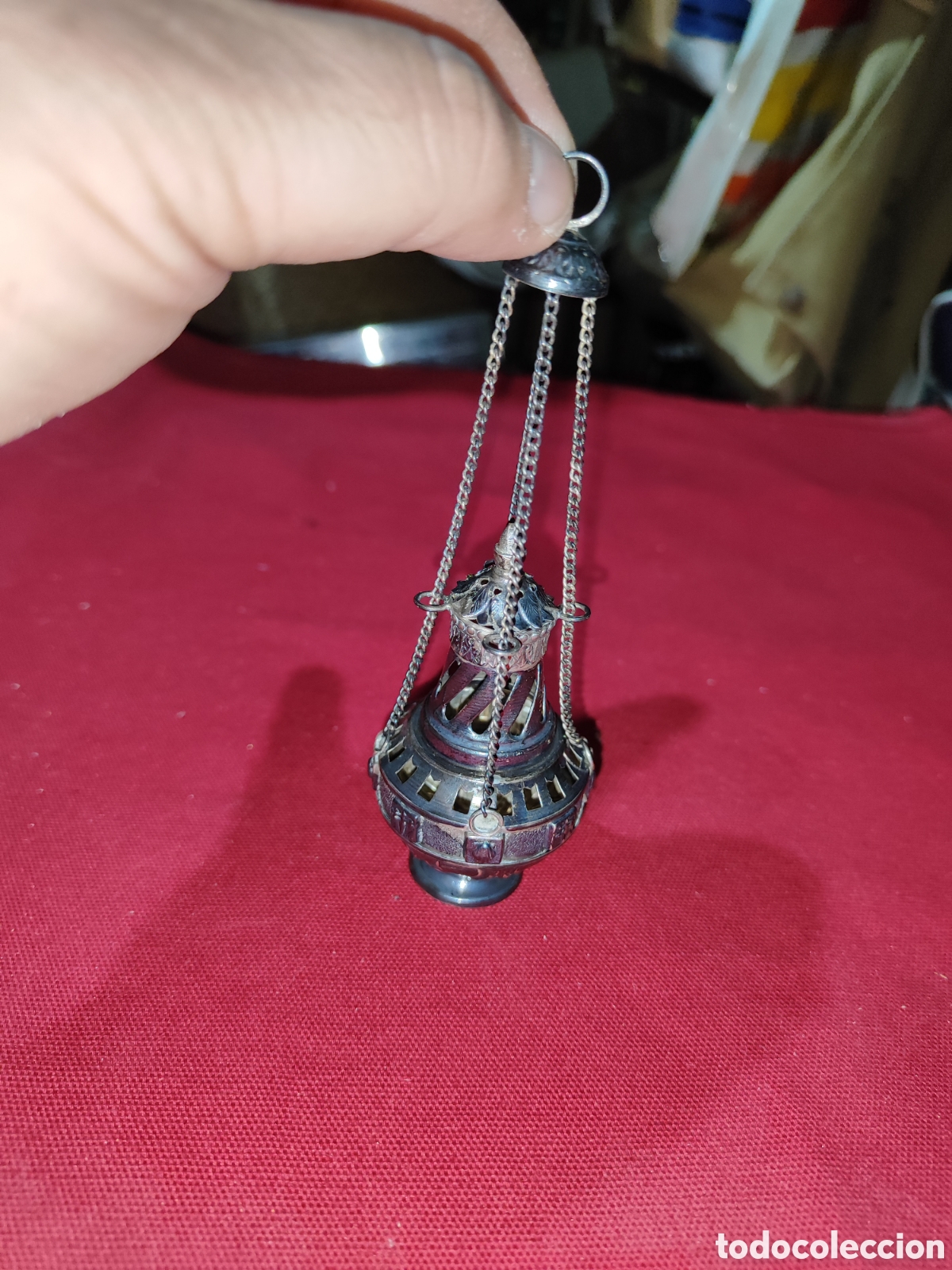Antig&uuml;edades: Peque&ntilde;o botafumeiro de Plata sello ena basa