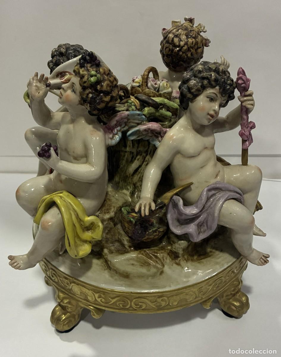 Antig&uuml;edades: 4 ANGELOTES CON LAS 4 ESTACIONES PORCELANA SM