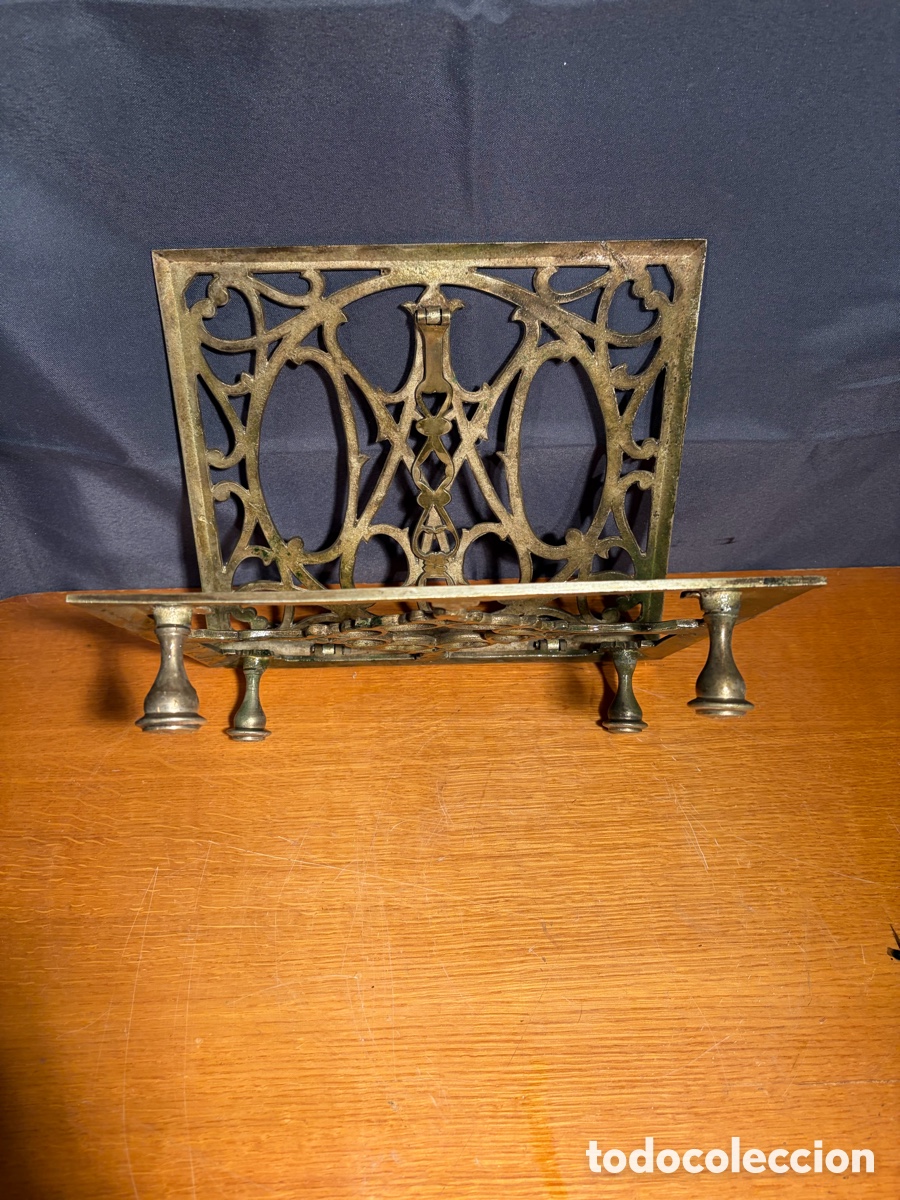 Antig&uuml;edades: ATRIL ECLESIASTICO BRONCE PLATEADO SIGLO XIX - Foto 4