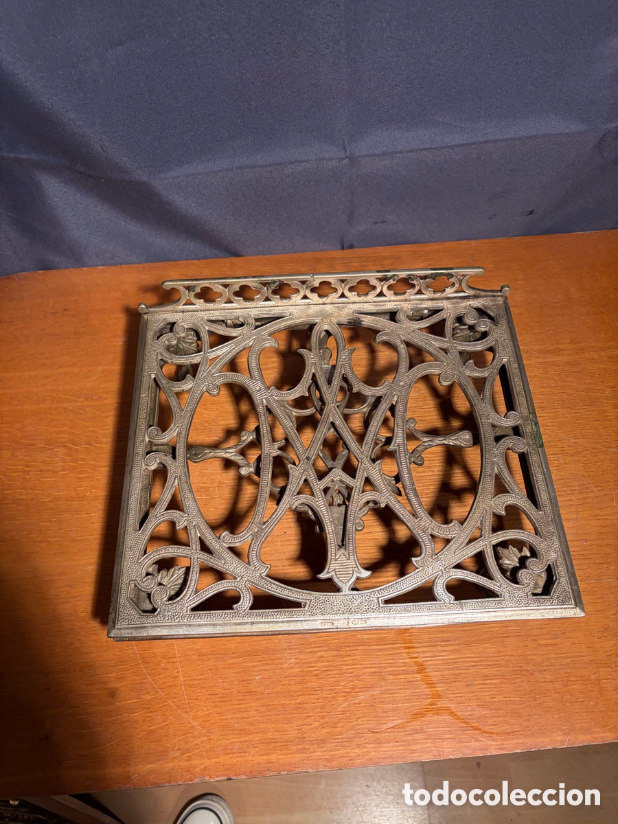 Antig&uuml;edades: ATRIL ECLESIASTICO BRONCE PLATEADO SIGLO XIX - Foto 5