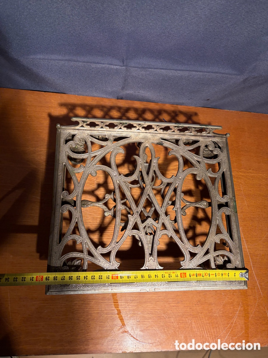 Antig&uuml;edades: ATRIL ECLESIASTICO BRONCE PLATEADO SIGLO XIX - Foto 7