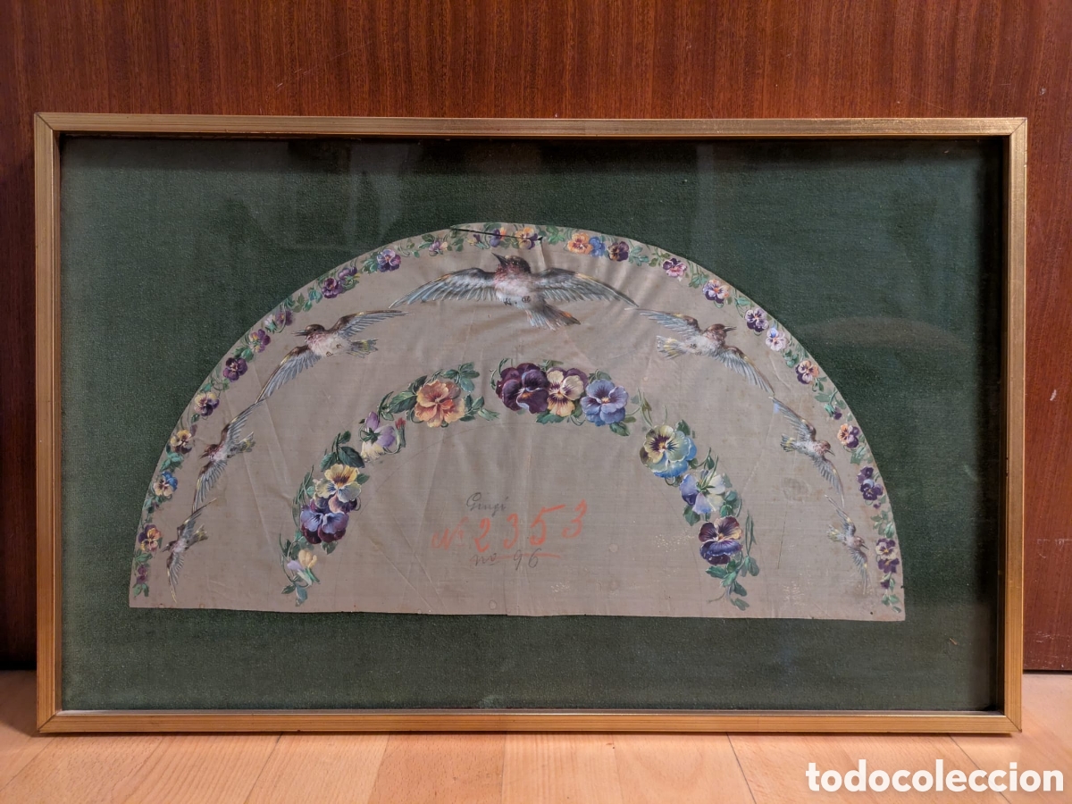 Antig&uuml;edades: Venta en persona. Pa&iacute;s de abanico enmarcado y pintado a mano